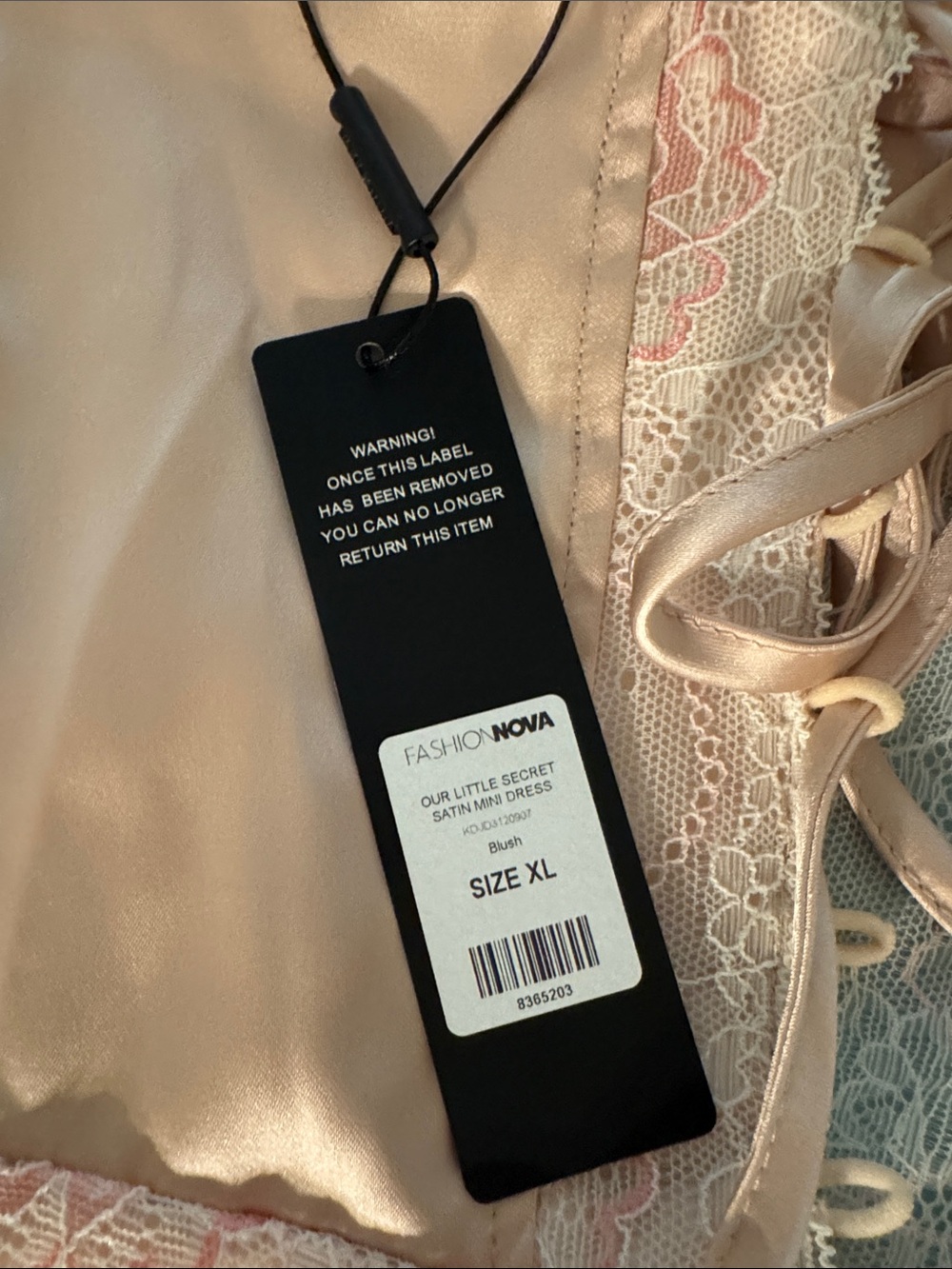 Fashion Nova Blush Pink Satin Lace-Trim Chemise - Picture 3 of 3